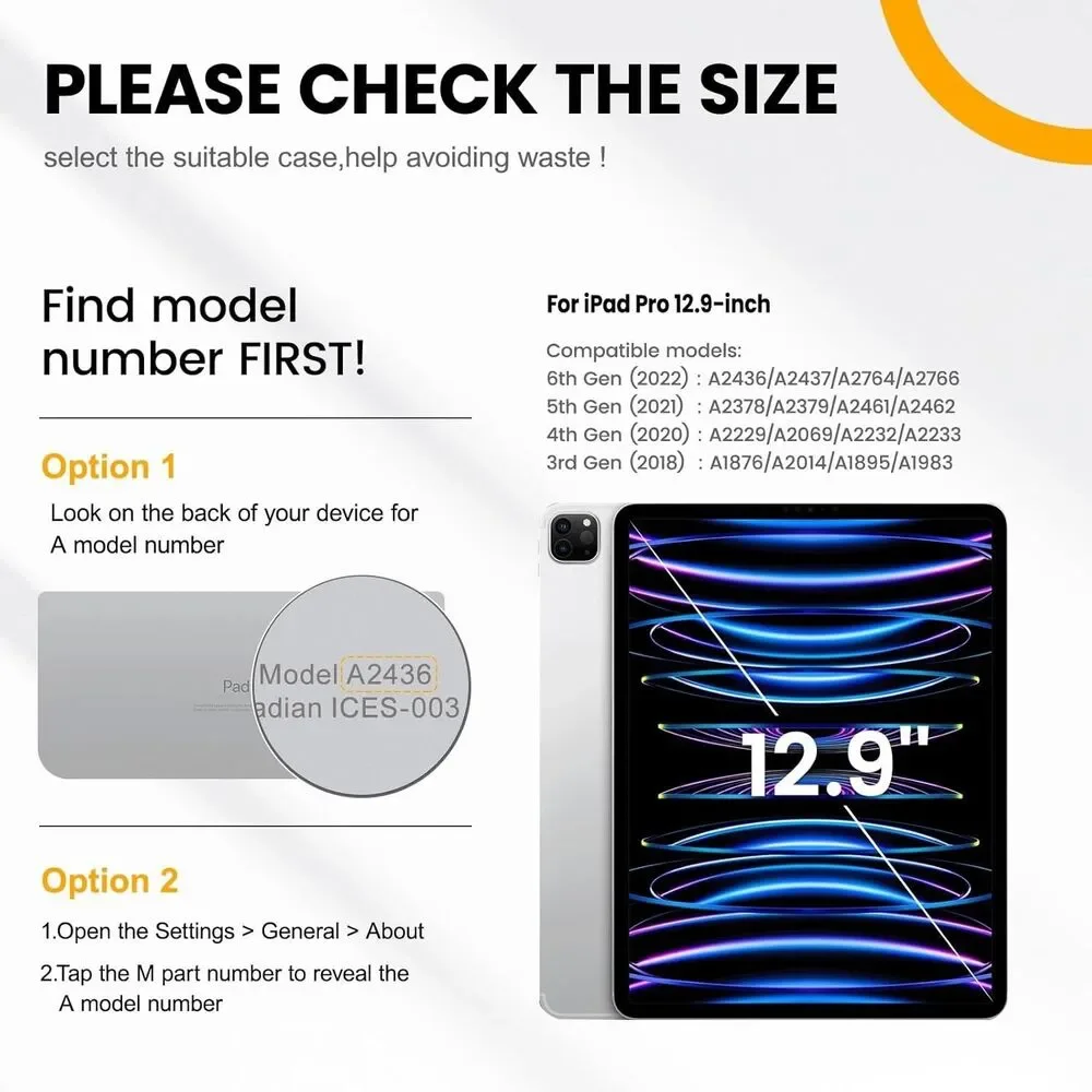 Timecity iPad Pro 12.9 Case 6th/5th/4th/3rd Gen, 360° Rotating Stand, Penci